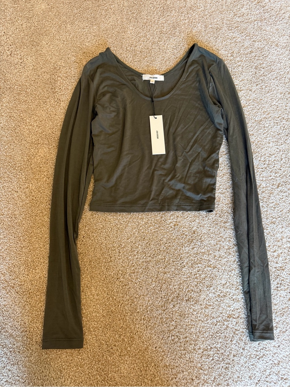 JOAH BROWN Green Long sleeve cropped shirt size M/L NWT